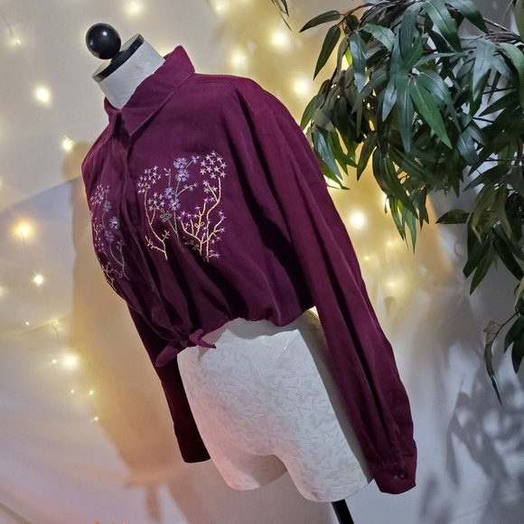 BonWorth Reworked Embroidered Corduroy Crop Top XL - Picture 4 of 8